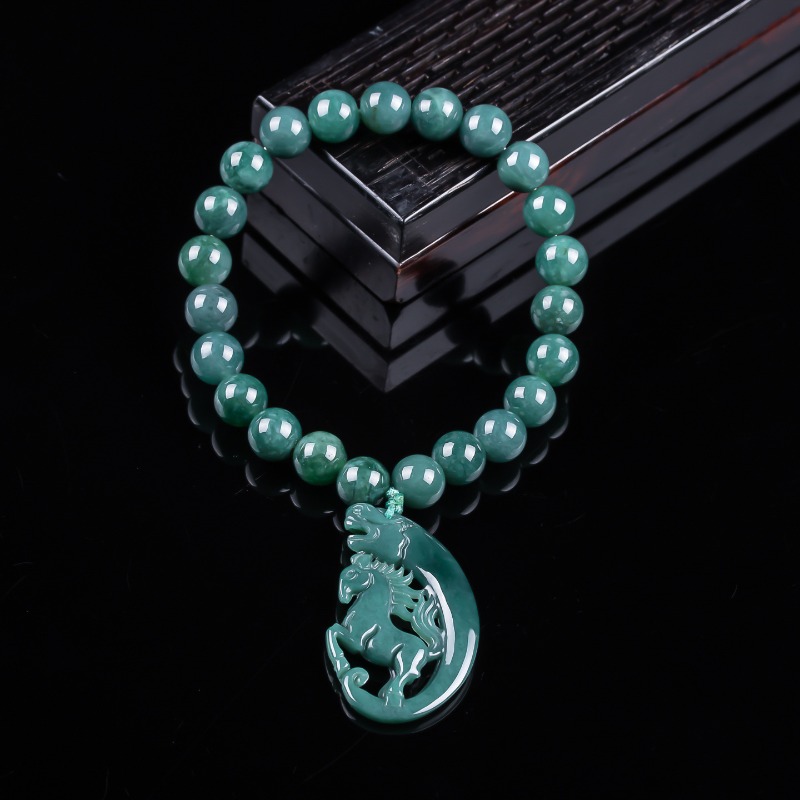 Jewelry & Watches Spółka Z Ograniczoną Odpowiedzialnością - Natuurlijke Jadeïet Blue Water Zodiac Horse