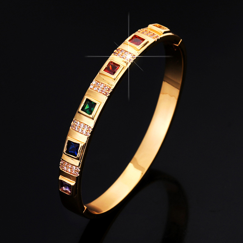 Cuff Bangle Bracelet - B&C Heren Vergulde Armband Met Meerkleurige