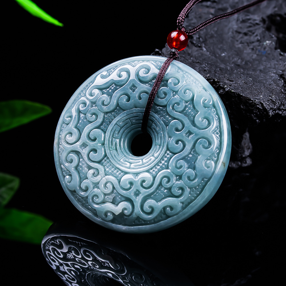 Jewelry & Watches Spółka Z Ograniczoną Odpowiedzialnością - Natuurlijke Birmese Jadeïet Bloem Hanger Ketting